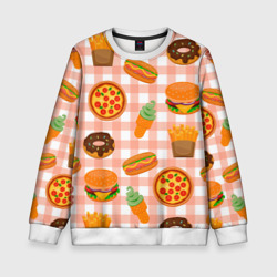 Детский свитшот 3D Pizza donut burger fries ice cream pattern