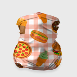 Бандана-труба 3D Pizza donut burger fries ice cream pattern