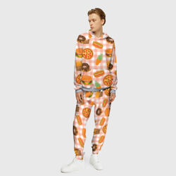 Мужской костюм с толстовкой 3D Pizza donut burger fries ice cream pattern - фото 2