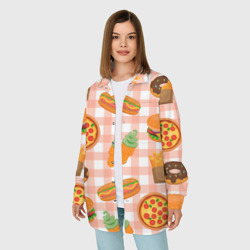Женская рубашка oversize 3D Pizza donut burger fries ice cream pattern - фото 2