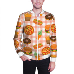 Мужской бомбер 3D Pizza donut burger fries ice cream pattern - фото 2