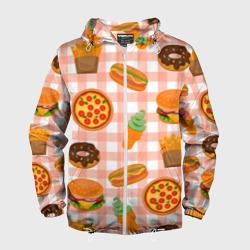 Мужская ветровка 3D Pizza donut burger fries ice cream pattern