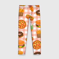 Детские леггинсы 3D Pizza donut burger fries ice cream pattern