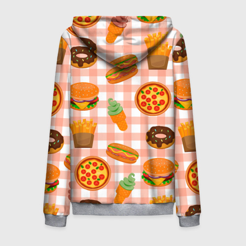 Мужская толстовка 3D на молнии Pizza donut burger fries ice cream pattern, цвет меланж - фото 2