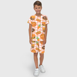 Детский костюм с шортами 3D Pizza donut burger fries ice cream pattern - фото 2