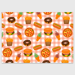 Поздравительная открытка Pizza donut burger fries ice cream pattern