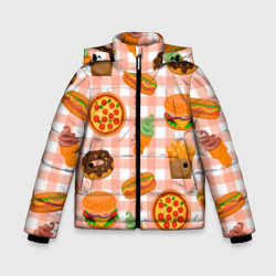 Зимняя куртка для мальчиков 3D Pizza donut burger fries ice cream pattern