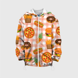 Детская куртка 3D Pizza donut burger fries ice cream pattern