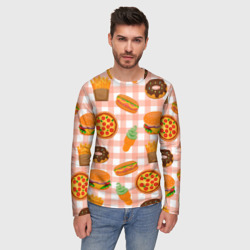 Мужской лонгслив 3D Pizza donut burger fries ice cream pattern - фото 2