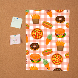 Постер Pizza donut burger fries ice cream pattern - фото 2
