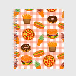 Тетрадь Pizza donut burger fries ice cream pattern