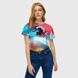 Женская футболка Crop-top 3D Американский орел USA - фото 2