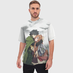 Мужская футболка oversize 3D Наофуми и Рафталия Восхождение героя щита - фото 2