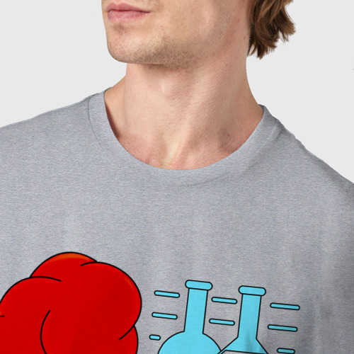 Мужская футболка хлопок Сова химик, цвет меланж - фото 6
