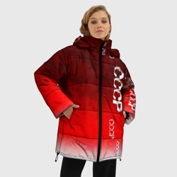 Женская зимняя куртка Oversize Принт с надписью СССР - фото 2
