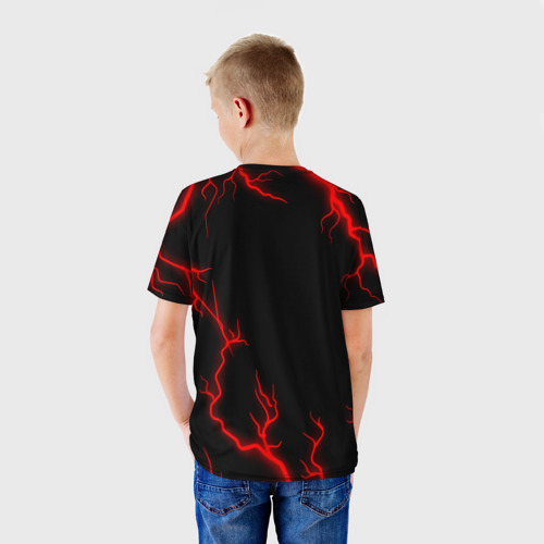 Детская футболка 3D с принтом Фиат Pro Racing + Молнии, вид сзади #2