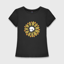Женская футболка хлопок Slim Череп Подсолнух | Sunflower Skull