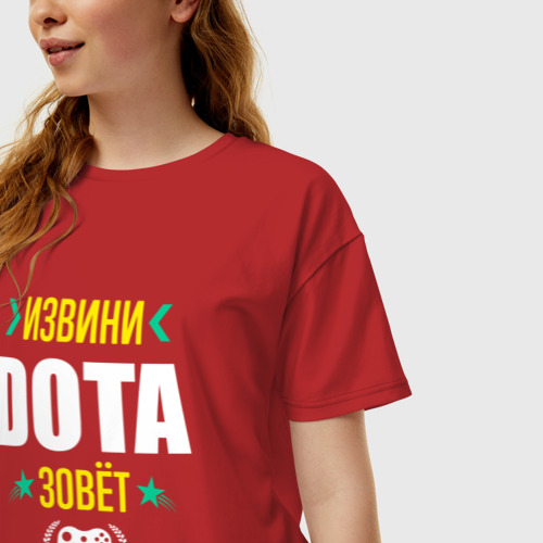 Женская футболка хлопок Oversize Извини Dota Зовет, цвет красный - фото 3