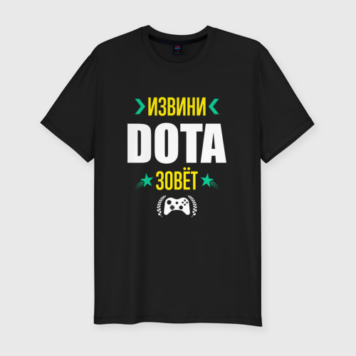 Мужская футболка хлопок Slim Извини Dota Зовет, цвет черный