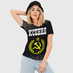 Женская футболка 3D Slim Имя Ксения и желтый символ СССР со звездой - фото 2