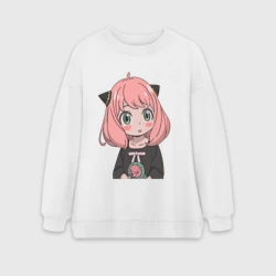 Женский свитшот oversize без начеса хлопок Anya Forger Spy x Family Аня Форджер Семья Шпиона