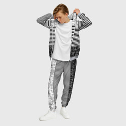 Мужской костюм 3D Черно-белый комбинированный абстрактный узор - фото 2