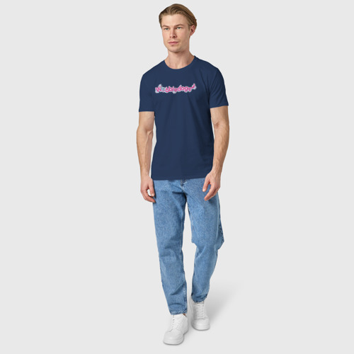 Мужская футболка хлопок Wobbledogs text logo, цвет темно-синий - фото 5