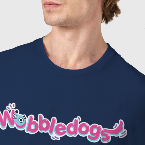 Мужская футболка хлопок Wobbledogs text logo, цвет темно-синий - фото 6