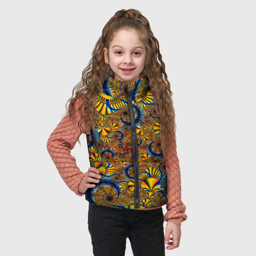 Детский жилет утепленный 3D Fractal color pattern, цвет светло-серый - фото 3