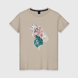 Геометрические листья монстера – Женская футболка хлопок с принтом купить со скидкой в -20%