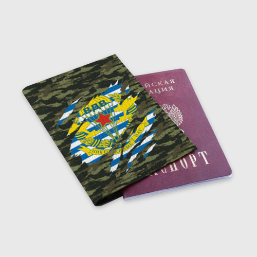 Обложка для паспорта матовая кожа Камуфляж ВДВ разрыв, цвет черный - фото 3