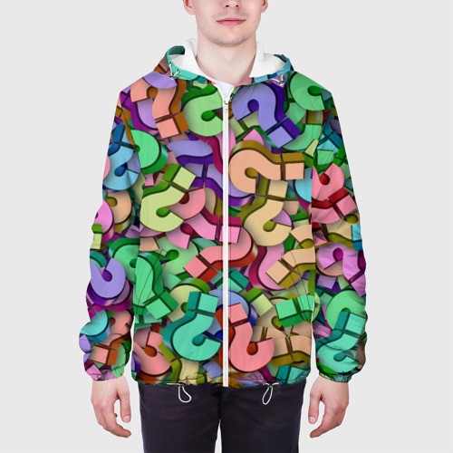 Мужская куртка 3D Вопросительные, цвет 3D печать - фото 4
