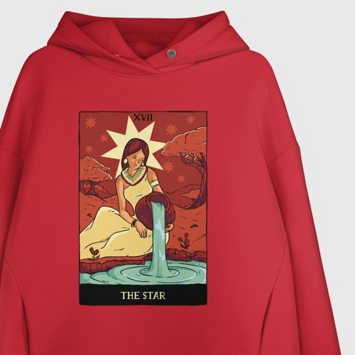 Женское худи Oversize хлопок Звезда карта Таро The Star Tarot Card, цвет красный - фото 3