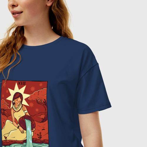 Женская футболка хлопок Oversize с принтом Звезда карта Таро | The Star Tarot Card, фото на моделе #1