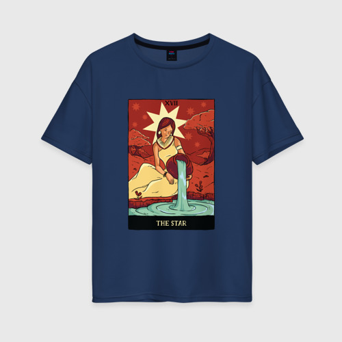 Женская футболка хлопок Oversize с принтом Звезда карта Таро | The Star Tarot Card, вид спереди #2
