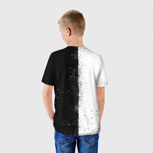 Детская футболка 3D с принтом ВДВ В РАЗРЫВЕ | ЧБ, вид сзади #2