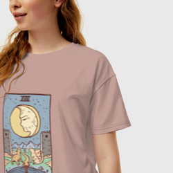 Женская футболка хлопок Oversize The Moon Tarot Card Луна карта Таро - фото 2