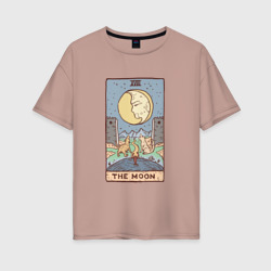 Женская футболка хлопок Oversize The Moon Tarot Card Луна карта Таро