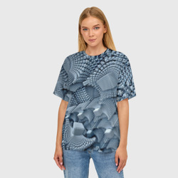 Женская футболка oversize 3D Geometric fractal cubes - фото 2