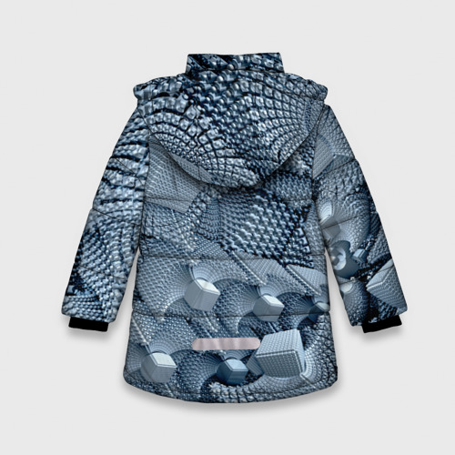 Зимняя куртка для девочек 3D Geometric fractal cubes, цвет светло-серый - фото 2