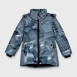 Зимняя куртка для девочек 3D Geometric fractal cubes