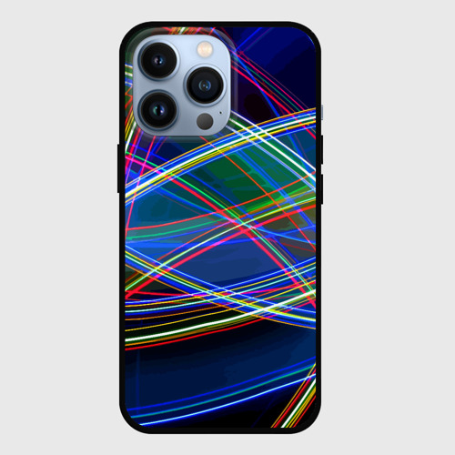 Чехол для iPhone 13 Pro Разноцветные неоновые линии Абстракция Multicolored neon lines Abstraction, цвет черный