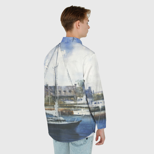 Мужская рубашка oversize 3D с принтом Во французской гавани, вид сзади #2