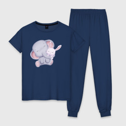 Женская пижама хлопок Милый Слонёнок и Крольчонок Обнимаются