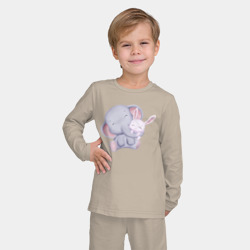 Детская пижама с лонгсливом хлопок Милый Слонёнок и Крольчонок Обнимаются - фото 2