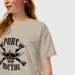 Женская футболка хлопок Oversize Heavy metal skull чистый металл - фото 2