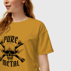 Женская футболка хлопок Oversize Heavy metal skull чистый металл - фото 2