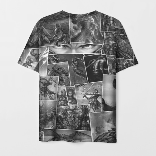 Мужская футболка 3D с принтом Тёмные души комикс, вид сзади #1