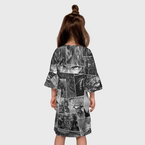 Детское платье 3D с принтом Тёмные души комикс, вид сзади #2