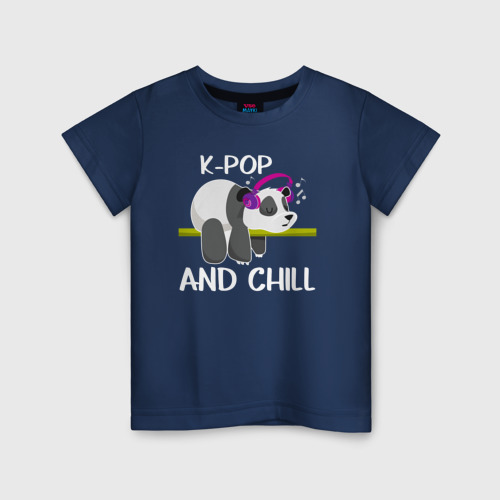 Детская футболка из хлопка с принтом Панда на кей попе и расслабоне, вид спереди №1